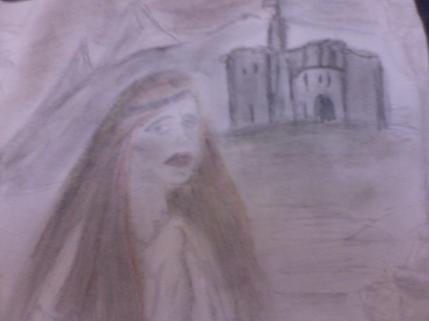 Worried Looking woman at Warkworth Castle By Alex H Parker