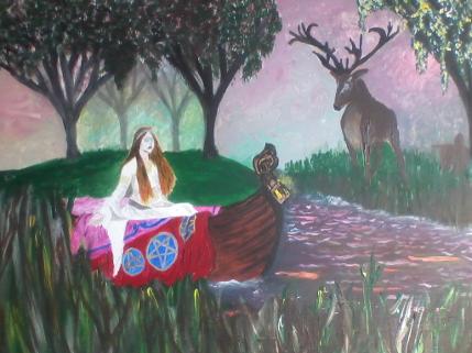 Lady Of Shallot Finds Stag up her Canal By Alex H Parker